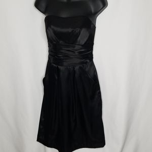 David's bridal satin black dress. Strapless. 2